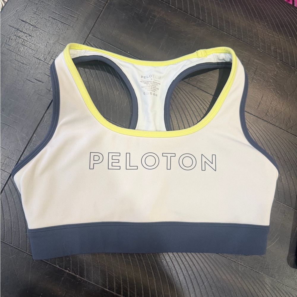 Peloton Sports Bra - White, Gray, and Yellow